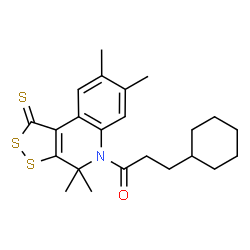 3-cyclohexyl-1-(4,4,7,8-tetramethyl-1-thioxo-1,4-dihydro-5H-[1,2]dithiolo[3,4-c]quinolin-5-yl)propan-1-one结构式