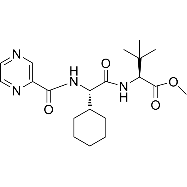 (2S)-Methyl 2-(2-cyclohexyl-2-(pyrazine-2-carboxamido)acetamido)-3,3-dimethylbutanoate Structure