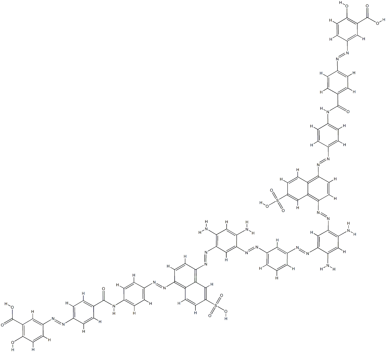 5,5'-[m-phenylenebis[azo(4,6-diamino-m-phenylene)azo[6(or 7)-sulpho-1,4-naphthylene]azo-p-phenyleneiminocarbonyl-p-phenyleneazo]]disalicylic acid结构式