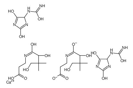 calcium,3-[[(2S)-2,4-dihydroxy-3,3-dimethylbutanoyl]amino]propanoate,(2,5-dioxoimidazolidin-4-yl)urea结构式