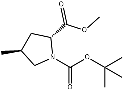 1-叔丁基2-甲基(2R,4S)-4-甲基吡咯烷-1,2-二羧酸酯结构式