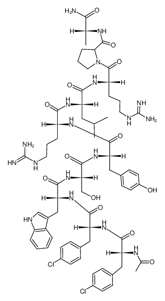 Ac-D-p-Cl-Phe1,2, D-Trp3, D-Arg6, D-Ala10-LH-RH结构式