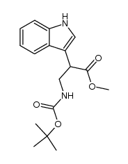N-(tert-Butyloxycarbonyl)-α-(3-indolyl)-β-alanin-methylester结构式