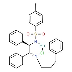 {N-[3-(η6-苯基)丙基]-[(1R-2R)-1,2-二苯基-1-4-甲基苯磺酰胺基(kN'')-乙基-2-氨基-(kN)]}钌(II)[(R,R)-Teth-TsDpen RuCl WILLS CATALYST]结构式