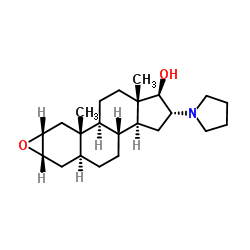 (2a,3a,5a,16b,17b)-2,3-环氧-16-(1-吡咯烷基)雄甾烷-17-醇结构式