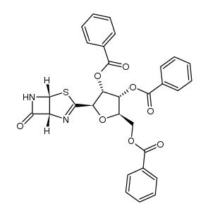 (1R,5R)-3-(2',3',5'-tri-O-benzoyl-β-D-ribofuranosyl)-4-thia-2,6-diazabicyclo[3.2.0]hept-2-en-7-one Structure
