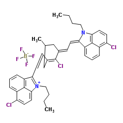 1-丁基-2-[2-[3-[(1-丁基-6-氯苯并[cd]吲哚-2(1H)-基)乙烯基]-2-氯-5-甲基-1-环己烯-1-基}乙烯基)-6-氯苯并[cd]-吲哚四氟硼酸盐结构式
