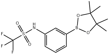 1,1,1-三氟-N-(3-(4,4,5,5-四甲基-1,3,2-二氧硼杂环戊烷-2-基)苯基)甲磺酰胺结构式