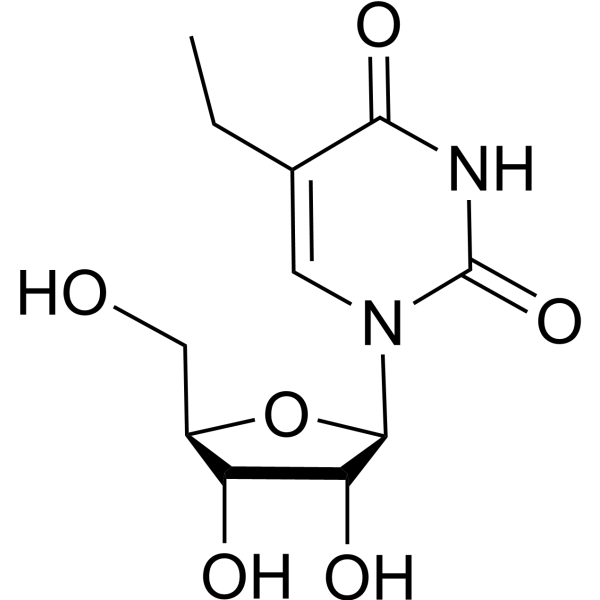 1-((2R,3R,4S,5R)-3,4-二羟基-5-(羟甲基)四氢呋喃-2-基)-5-乙基嘧啶-2,4(1H,3H)-二酮结构式