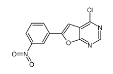 4-氯-6-(3-硝基苯基)-呋喃[2,3-d]嘧啶结构式