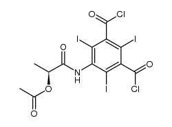 S-(-)-5-[[2-(acetyloxy)-1-oxopropyl]amino]-2,4,6-triiodo-1,3-benzenedicarboxylic acid dichloride结构式
