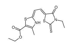 ethyl (2E)-2-[(2Z)-2-(3-ethyl-4-oxo-2-sulfanylidene-1,3-thiazolidin-5-ylidene)ethylidene]-4-methyl-3H-1,3-thiazole-5-carboxylate结构式