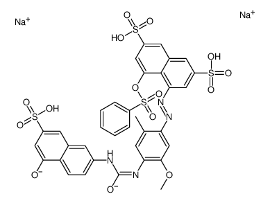 disodium,4-(benzenesulfonyloxy)-5-[[4-[(5-hydroxy-7-sulfonatonaphthalen-2-yl)carbamoylamino]-5-methoxy-2-methylphenyl]diazenyl]-7-sulfonaphthalene-2-sulfonate结构式
