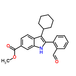 Methyl 3-cyclohexyl-2-(2-formylphenyl)-1H-indole-6-carboxylate结构式