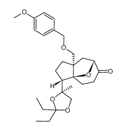 (3R,3aS,7R,8aS)-3-((S)-2,2-diethyl-4-methyl-1,3-dioxolan-4-yl)-8a-(((4-methoxybenzyl)oxy)methyl)octahydro-6H-3a,7-epoxyazulen-6-one结构式