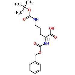 N5-[叔丁氧羰基]-N2-[苄氧羰基]-D-鸟氨酸结构式