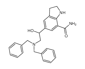 2,3-dihydro-5-[1-hydroxy-2-[bis(phenylmethyl)amino]ethyl]-1H-indole-7-carboxamide结构式