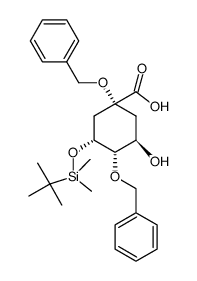 (1R,3R,4S,5R)-1,4-bis(benzyloxy)-3-((tert-butyldimethylsilyl)oxy)-5-hydroxycyclohexane-1-carboxylic acid结构式