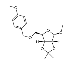 methyl 5-(4-methoxybenzyloxy)-2,3-O-isopropylidene-β-D-ribofuranoside结构式