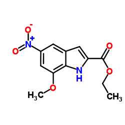 7-甲氧基-5-硝基-1H-吲哚-2-羧酸乙酯结构式