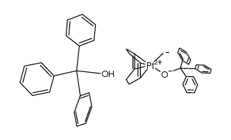 PtMe(OCPh3)(1,5-cyclooctadiene)(HOCPh3) Structure