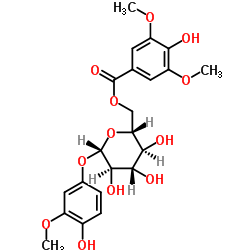 4-羟基-3-甲氧基苯基 O-BETA-D-(6'-O-丁香酰)吡喃葡萄糖苷结构式