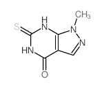 9-methyl-3-sulfanylidene-2,4,8,9-tetrazabicyclo[4.3.0]nona-1,6-dien-5-one结构式