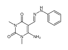 6-amino-1,3-dimethyl-5-[(E)-(phenylhydrazinylidene)methyl]pyrimidine-2,4-dione Structure