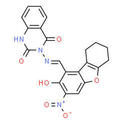 2,4(1H,3H)-Quinazolinedione,3-[[(6,7,8,9-tetrahydro-2-hydroxy-3-nitrodibenzofuran-1-yl)methylene]amino]-(9CI)结构式