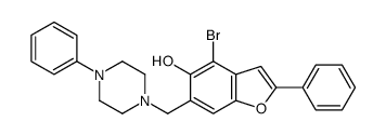4-bromo-2-phenyl-6-[(4-phenylpiperazin-1-yl)methyl]-1-benzofuran-5-ol Structure