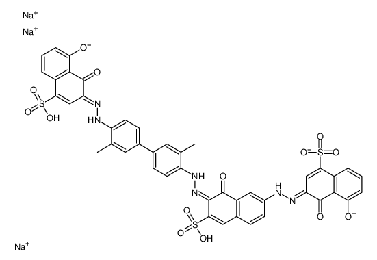 trisodium,(3E)-5-hydroxy-3-[[(7Z)-7-[[4-[4-[(2Z)-2-(8-hydroxy-1-oxo-4-sulfonatonaphthalen-2-ylidene)hydrazinyl]-3-methylphenyl]-2-methylphenyl]hydrazinylidene]-8-oxo-6-sulfonatonaphthalen-2-yl]hydrazinylidene]-4-oxonaphthalene-1-sulfonate Structure