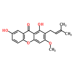 1,7-二羟基-3-甲氧基-2-异戊烯基氧杂蒽酮结构式