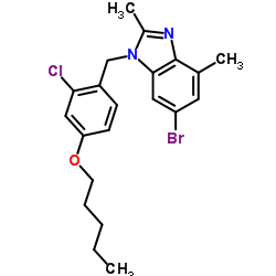 6-Bromo-1-[2-chloro-4-(pentyloxy)benzyl]-2,4-dimethyl-1H-benzimidazole结构式