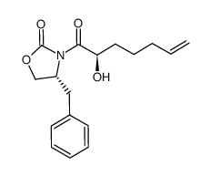 (R)-4-benzyl-3-((R)-2-hydroxyhept-6-enoyl)oxazolidin-2-one Structure