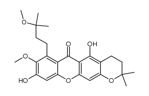 3,4-dihydro-5,9-dihydroxy-8-methoxy-7-(3-methoxy-3-methylbutyl)-2,2-dimethyl-2H,6H-pyrano-[3,2-b]xanthen-6-one结构式