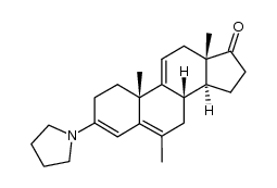 6-methyl-3-pyrrolidino-androsta-3,5,9(11)-trien-17-one结构式