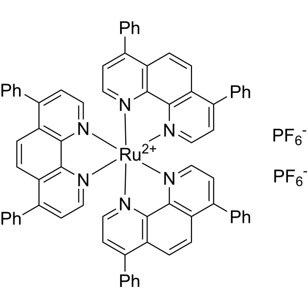 三(4,7-二苯基-1,10-菲咯啉)钌(II)双(六氟磷酸盐)配合物结构式
