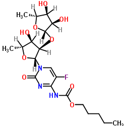 2'-O-(5'-脱氧-β-D-呋喃呋喃糖基)卡培他滨结构式