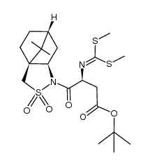 (2R)-N-[(2S)-2-[[bis(methylthio)methylidene]amino]-3-[(tert-butyl)oxycarbonyl]propan-1-oyl]bornane-10,2-sultam Structure