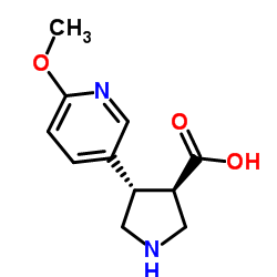 (+/-)-trans-4-(6-Methoxy-3-pyridinyl)-pyrrolidine-3-carboxylic acid结构式