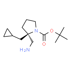 (2R)-2-(氨基甲基)-2-(环丙基甲基)吡咯烷-1-羧酸叔丁酯结构式
