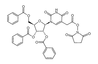 N-succinimidyl-2',3',5'-tri-O-benzoyl-5-carboxymethyluridine Structure