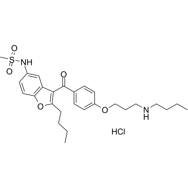 N-[2-丁基-3-[4-[3-(丁基氨基)丙氧基]苯甲酰基]-5-苯并呋喃基]甲磺酰胺盐酸盐结构式