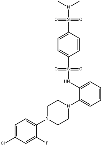 N1-(2-(4-(4-chloro-2-fluorophenyl)piperazin-1-yl)phenyl)-N4,N4-dimethylbenzene-1,4-disulfonamide结构式