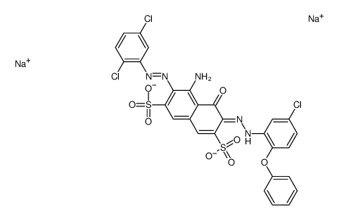4-Amino-3-[(2,5-dichlorophenyl)azo]-5-hydroxy-6-[(5-chloro-2-phenoxyphenyl)azo]naphthalene-2,7-disulfonic acid disodium salt结构式