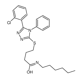4-[[5-(2-chlorophenyl)-4-phenyl-1,2,4-triazol-3-yl]sulfanyl]-N-hexylbutanamide结构式