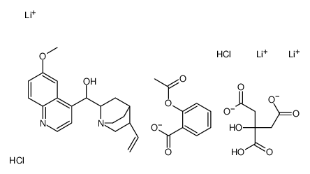 trilithium,2-acetyloxybenzoic acid,(5-ethenyl-1-azabicyclo[2.2.2]octan-2-yl)-(6-methoxyquinolin-4-yl)methanol,2-hydroxypropane-1,2,3-tricarboxylate,dihydrochloride结构式