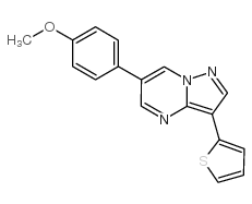 6-(4-甲氧基-苯基)-3-噻吩-2-基-吡唑并[1,5-a]嘧啶结构式