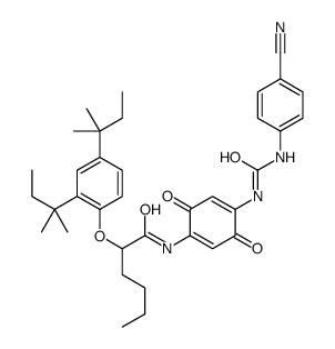 2-[2,4-bis(1,1-dimethylpropyl)phenoxy]-N-[4-[[[(4-cyanophenyl)amino]carbonyl]amino]-3,6-dioxocyclohexa-1,4-dien-1-yl]hexanamide结构式