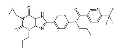 1-cyclopropyl-3-propyl-8-[6-(N-[6-(trifluoromethyl)nicotinoyl]-N-propylamino)-3-pyridyl]xanthine Structure